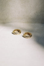 Load image into Gallery viewer, 14k Gold Huggie Hoops with Encrusted Diamonds
