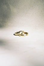 Load image into Gallery viewer, 14k Gold Huggie Hoops with Diamond
