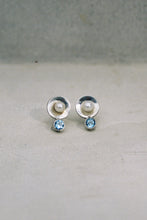 Load image into Gallery viewer, Modernist Pearl and Blue Topaz Studs

