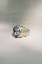 Load image into Gallery viewer, Aquamarine Heavy Carved Signet Ring
