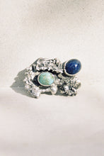 Load image into Gallery viewer, Mid-Century Turquoise and Lapis Brutalist Brooch
