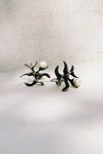 Load image into Gallery viewer, Mid-Century Abstract Carved Earrings with Pearls
