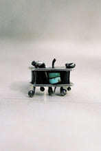 Load image into Gallery viewer, Pierced Panel Ring with Turquoise Beads
