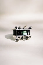 Load image into Gallery viewer, Pierced Panel Ring with Turquoise Beads
