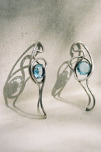 Load image into Gallery viewer, Knotted Wire and Topaz Mixed Metal Earrings
