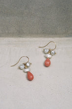Load image into Gallery viewer, Hinging Pearl and Coral Drop Earrings
