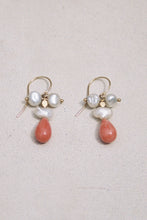 Load image into Gallery viewer, Hinging Pearl and Coral Drop Earrings
