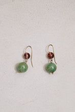 Load image into Gallery viewer, Jade and Tourmaline Drop Earrings

