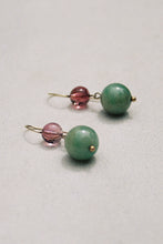 Load image into Gallery viewer, Jade and Tourmaline Drop Earrings
