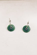 Load image into Gallery viewer, Sterling Silver and Jade Disc Earrings

