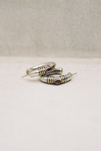 Load image into Gallery viewer, Postmodern Mixed Metal Ruby Hoops

