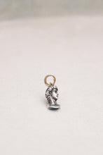 Load image into Gallery viewer, Carved Silver Adonis Charm on Antique Gold Bail
