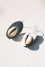 Load image into Gallery viewer, Sterling Silver Oval Earrings with Cowrie Shell
