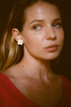Load image into Gallery viewer, Bone Flower Studs with Gold Nuggets
