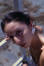 Load image into Gallery viewer, Frosted Lucite and Silver Buckle Earrings
