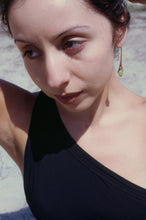 Load image into Gallery viewer, Modernist Gold Drops with Chalcedony
