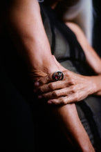 Load image into Gallery viewer, Pink Tourmaline Blackened Silver Spiral Ring
