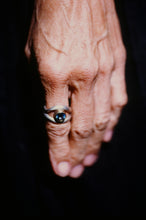 Load image into Gallery viewer, Mixed Metal Open Twist Ring with Blue Topaz
