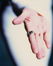 Load image into Gallery viewer, Mixed Metal Open Twist Ring with Blue Topaz
