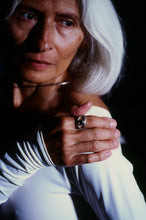 Load image into Gallery viewer, Mixed Metal Open Twist Ring with Blue Topaz
