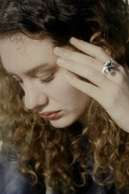 Load image into Gallery viewer, Danish Brutalist Rocky Flat Top Ring
