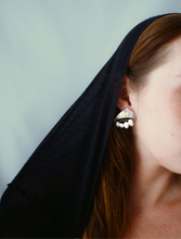 Load image into Gallery viewer, Postmodern Married Metal Earrings with Strung Pearls
