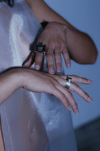 Load image into Gallery viewer, Tension Held Pearl and Onyx Ring

