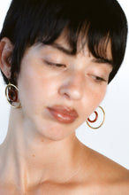 Load image into Gallery viewer, Carved Carnelian and Gold Ring Earrings
