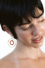Load image into Gallery viewer, Carved Carnelian and Gold Ring Earrings
