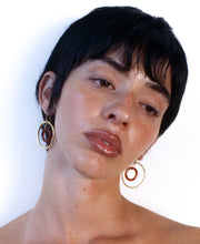 Load image into Gallery viewer, Carved Carnelian and Gold Ring Earrings

