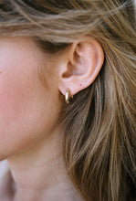 Load image into Gallery viewer, 14k Gold Huggie Hoops with Diamond
