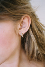 Load image into Gallery viewer, 14k Gold Huggie Hoops with Encrusted Diamonds
