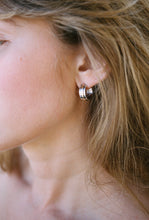 Load image into Gallery viewer, Thick Petite Hoops with Gold Stripes
