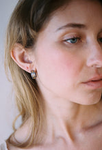 Load image into Gallery viewer, Thick Petite Hoops with Gold Stripes

