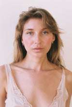 Load image into Gallery viewer, 14k Gold Huggie Hoops with Encrusted Diamonds
