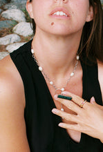 Load image into Gallery viewer, Carved Chrysoprase and Pearl Toggle Lariat Necklace
