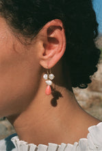 Load image into Gallery viewer, Hinging Pearl and Coral Drop Earrings
