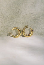 Load image into Gallery viewer, Gold Puffy Crescent Hoops
