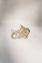 Load image into Gallery viewer, Modernist Gold Chrysoprase Sculpture Ring
