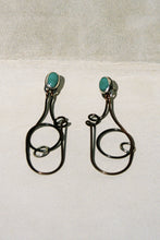 Load image into Gallery viewer, Artisan Turquoise and Mixed Metal Wire Work Earrings
