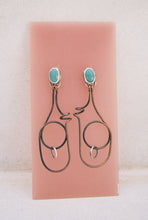 Load image into Gallery viewer, Artisan Turquoise and Mixed Metal Wire Work Earrings
