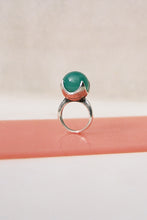 Load image into Gallery viewer, German Modernist Chrysoprase Sphere Ring

