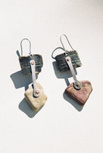 Load image into Gallery viewer, Mixed Metal And Tumbled River Rock Earrings
