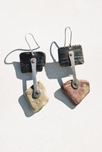 Load image into Gallery viewer, Mixed Metal And Tumbled River Rock Earrings
