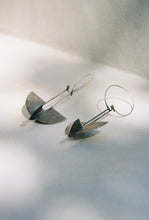 Load image into Gallery viewer, Postmodern Sculptural Panel Earrings with Morganite and Pearl
