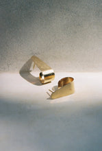 Load image into Gallery viewer, Retro Gold Flat Panel J Hoop Studs
