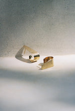 Load image into Gallery viewer, Retro Gold Flat Panel J Hoop Studs
