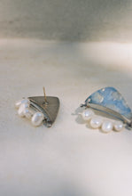 Load image into Gallery viewer, Postmodern Married Metal Earrings with Strung Pearls
