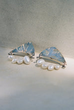 Load image into Gallery viewer, Postmodern Married Metal Earrings with Strung Pearls
