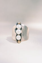 Load image into Gallery viewer, Organic Three Pearl Ring with Gold Accents
